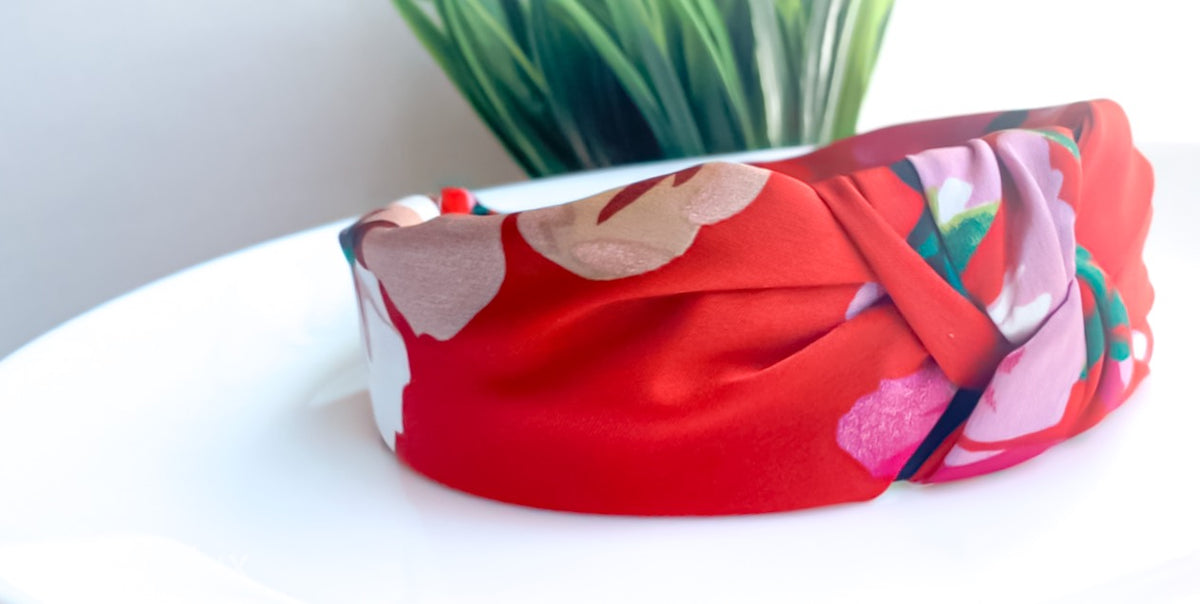 RED SATIN CLOTH HEADBAND