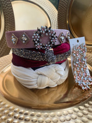 Holiday  looks: 4 pieces set: 3 Headband 1 pair of earring