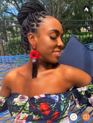 VACA FLOWER EARRINGS - RED