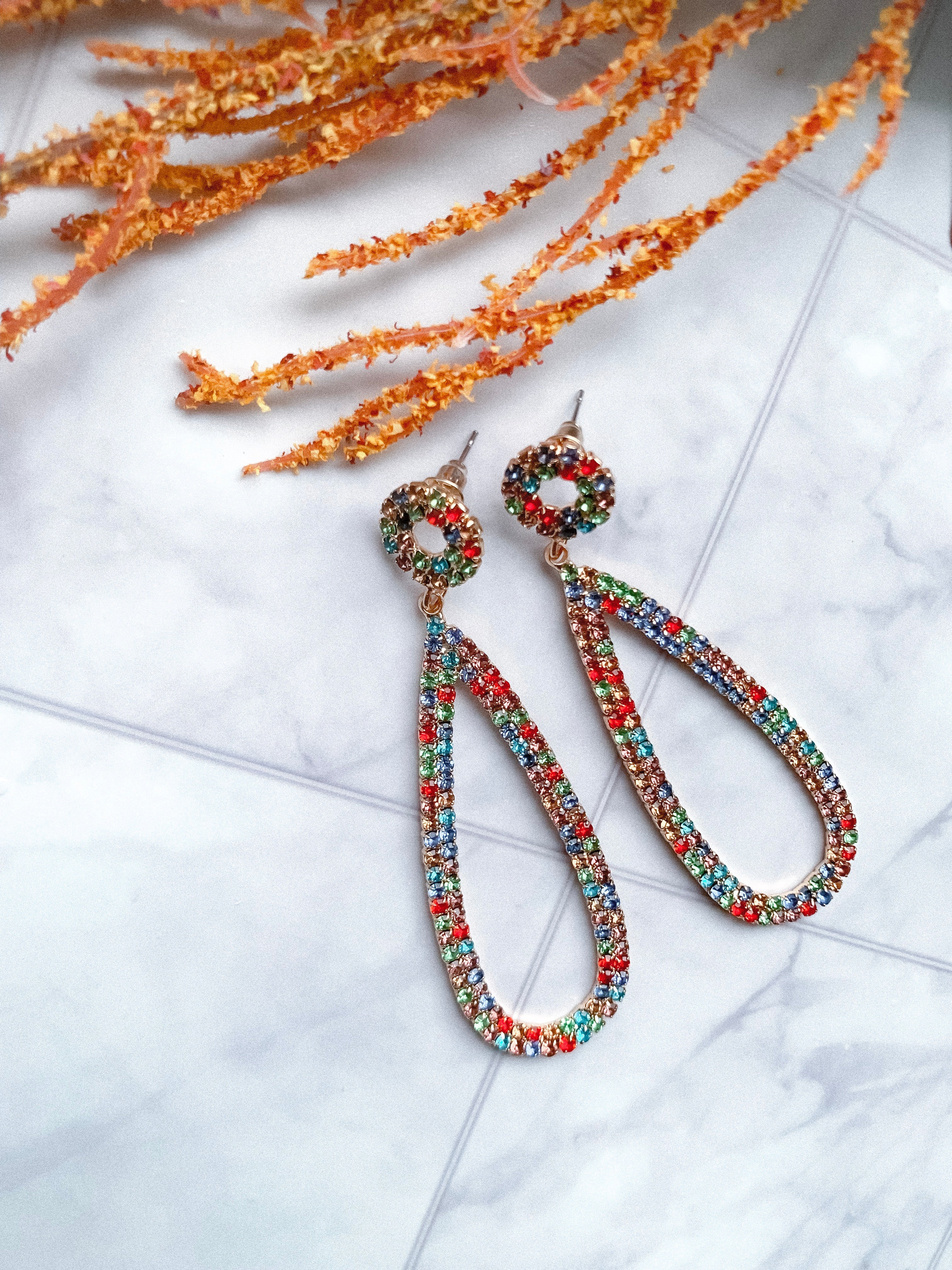 MULTI-COLOR RHINESTONE EARRING