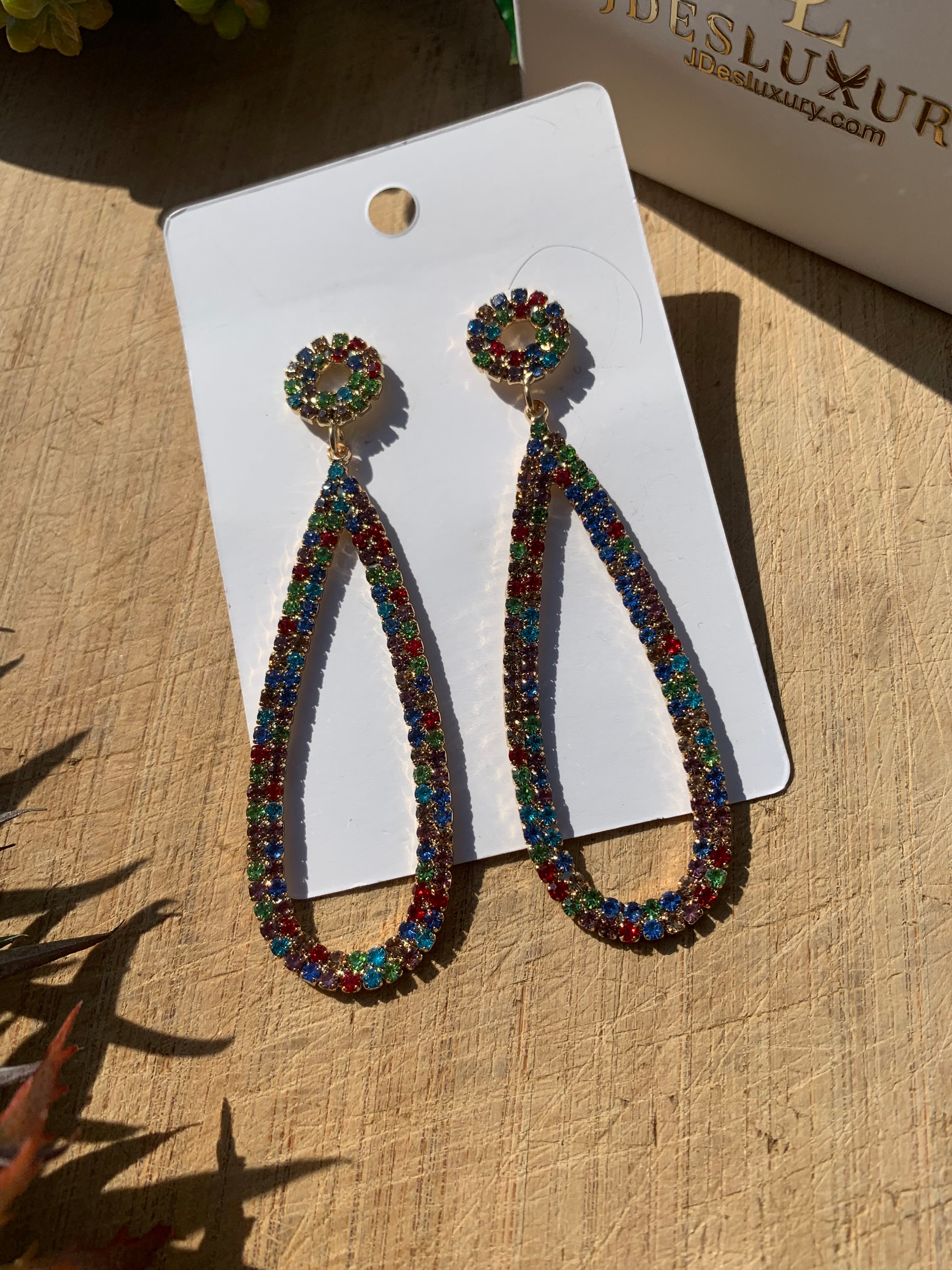 MULTI-COLOR RHINESTONE EARRING