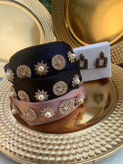 Holiday looks. 4 pieces set. 3 headbands 1 pair of earring.