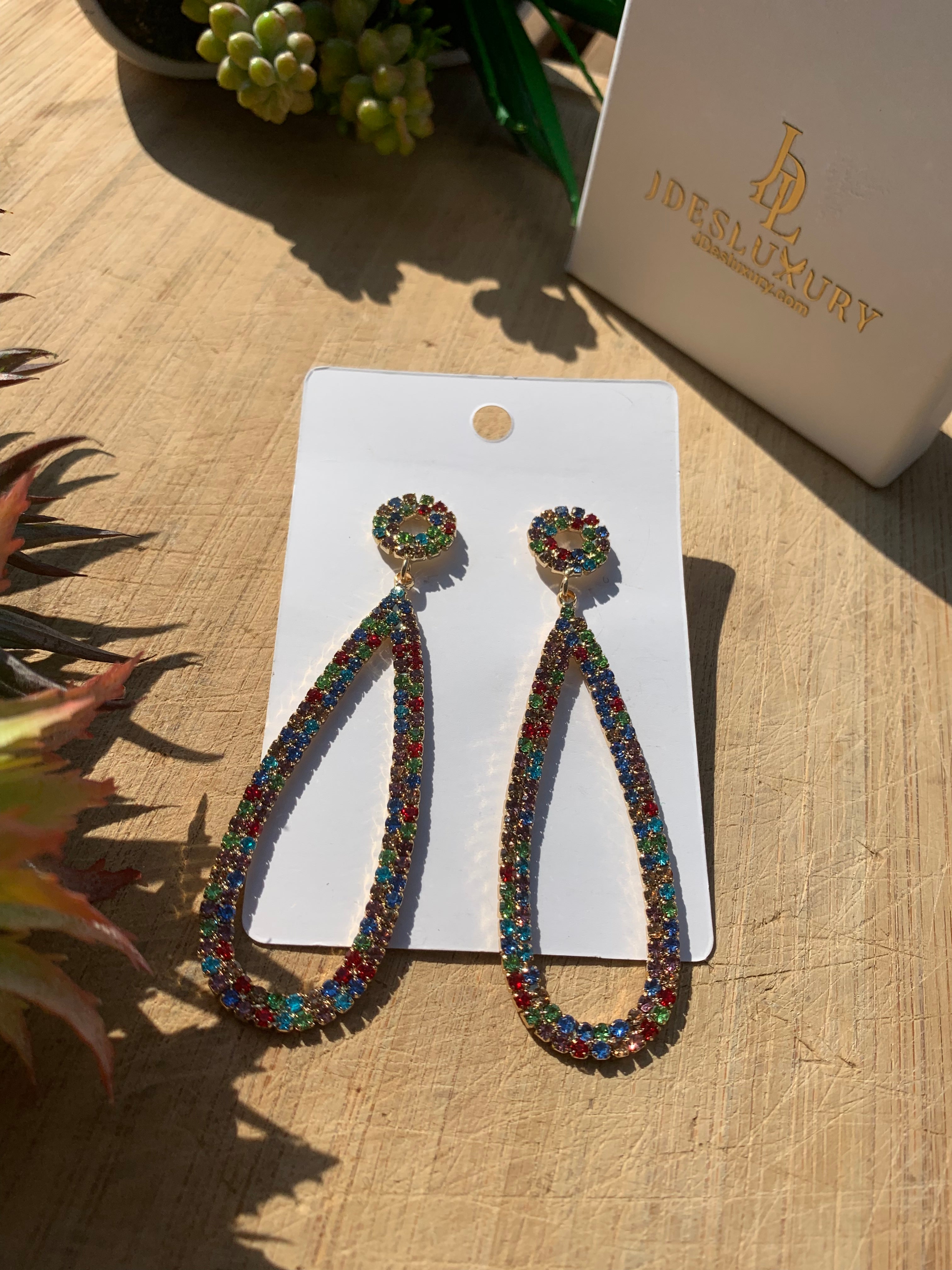 MULTI-COLOR RHINESTONE EARRING