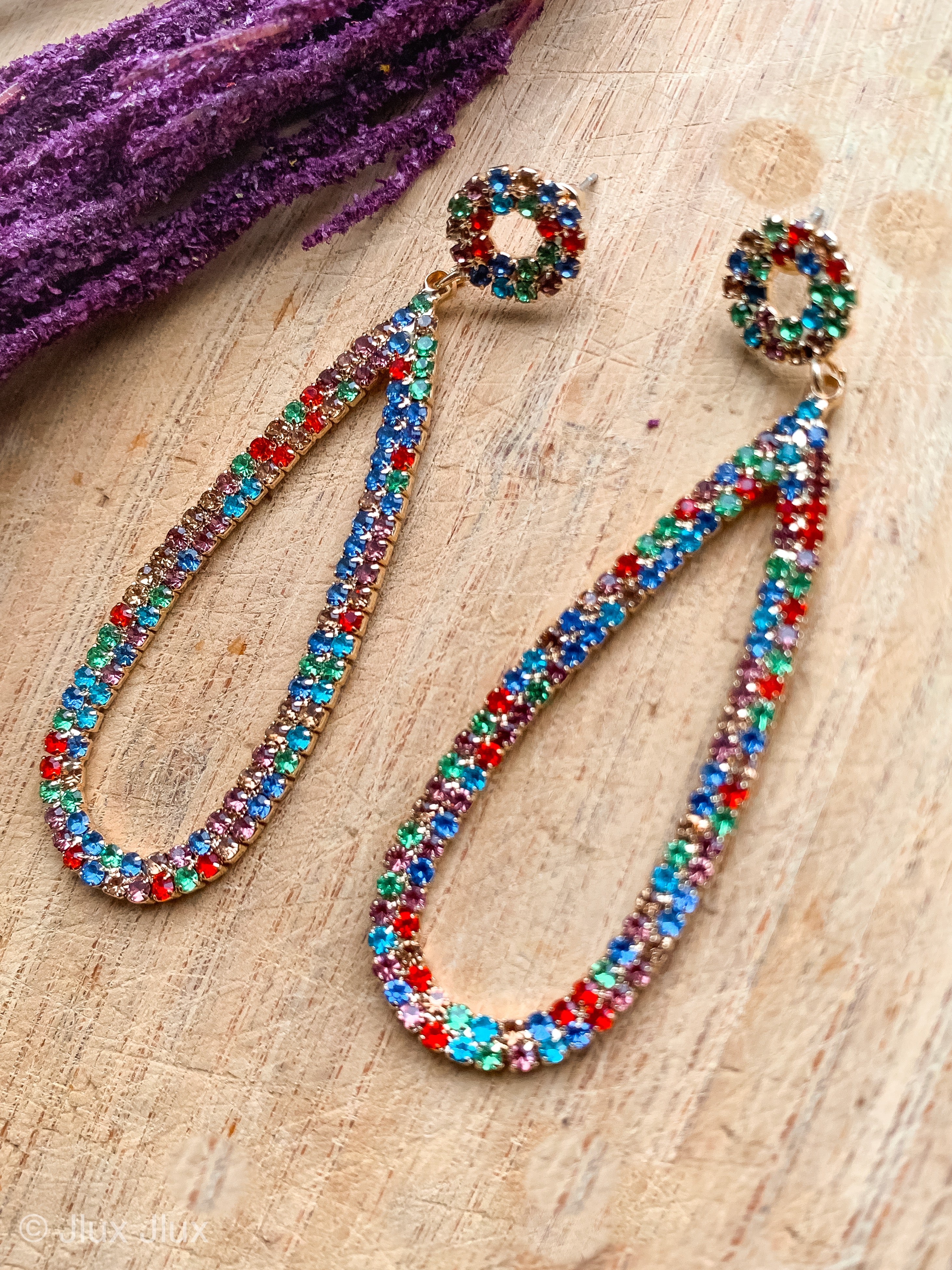 MULTI-COLOR RHINESTONE EARRING