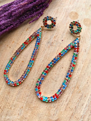MULTI-COLOR RHINESTONE EARRING