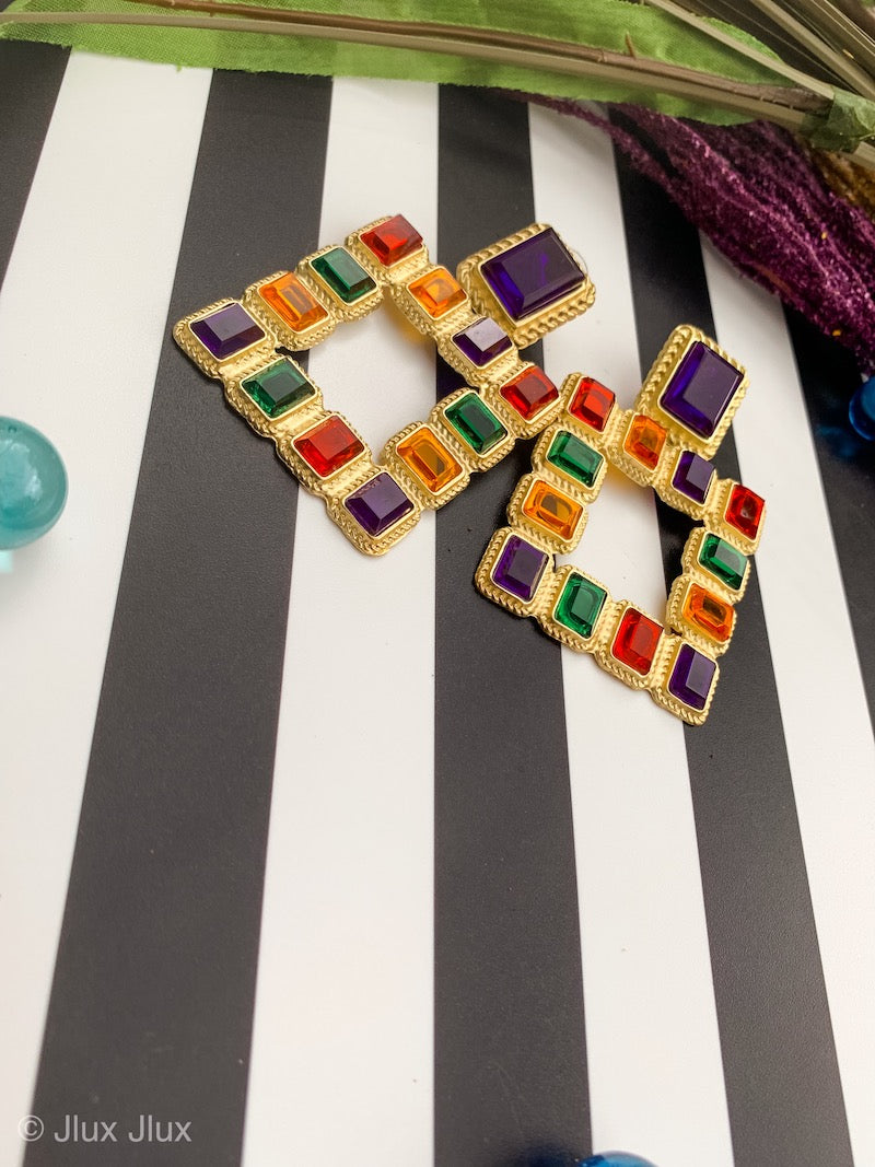 MULTI-COLOR GEOMETRIC EARRING