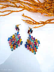 MULTI-COLOR CRYSTAL DIAMOND SHAPE EARRING