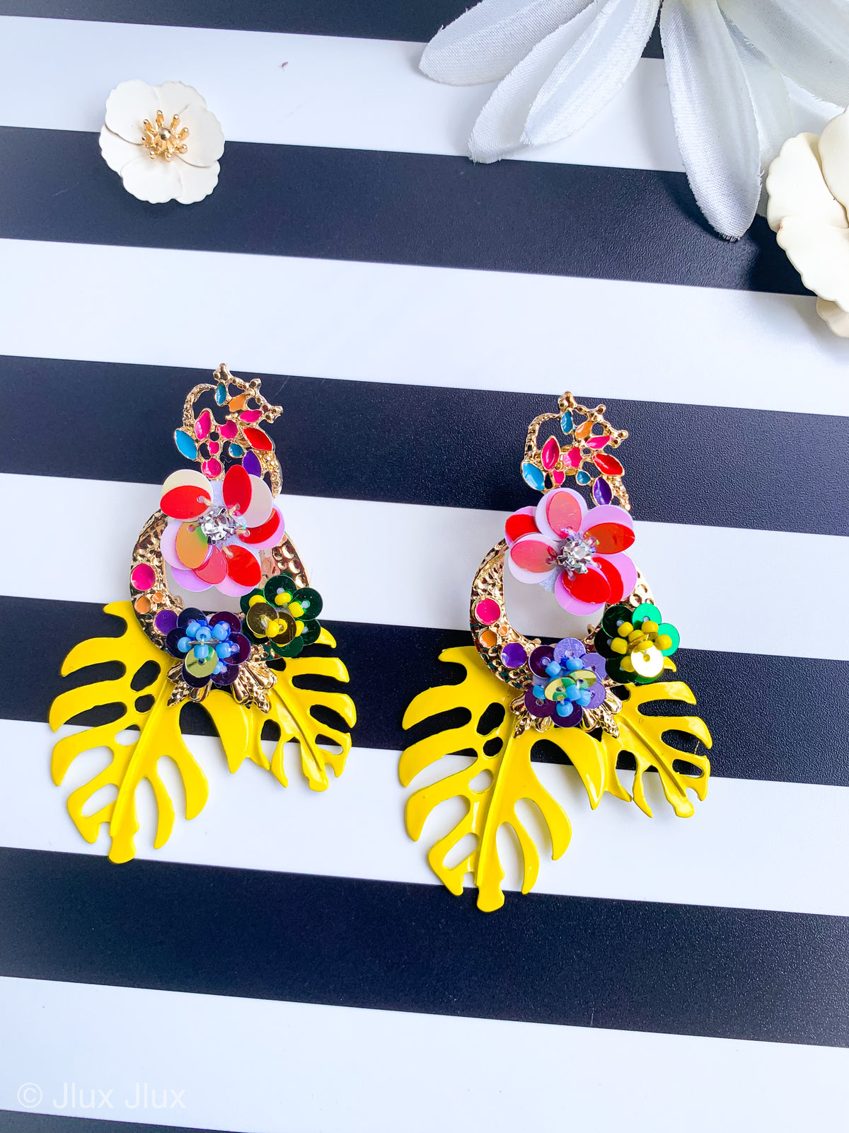 FASHION FLOWER EARRINGS - YELLOW