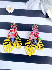 FASHION FLOWER EARRINGS - YELLOW