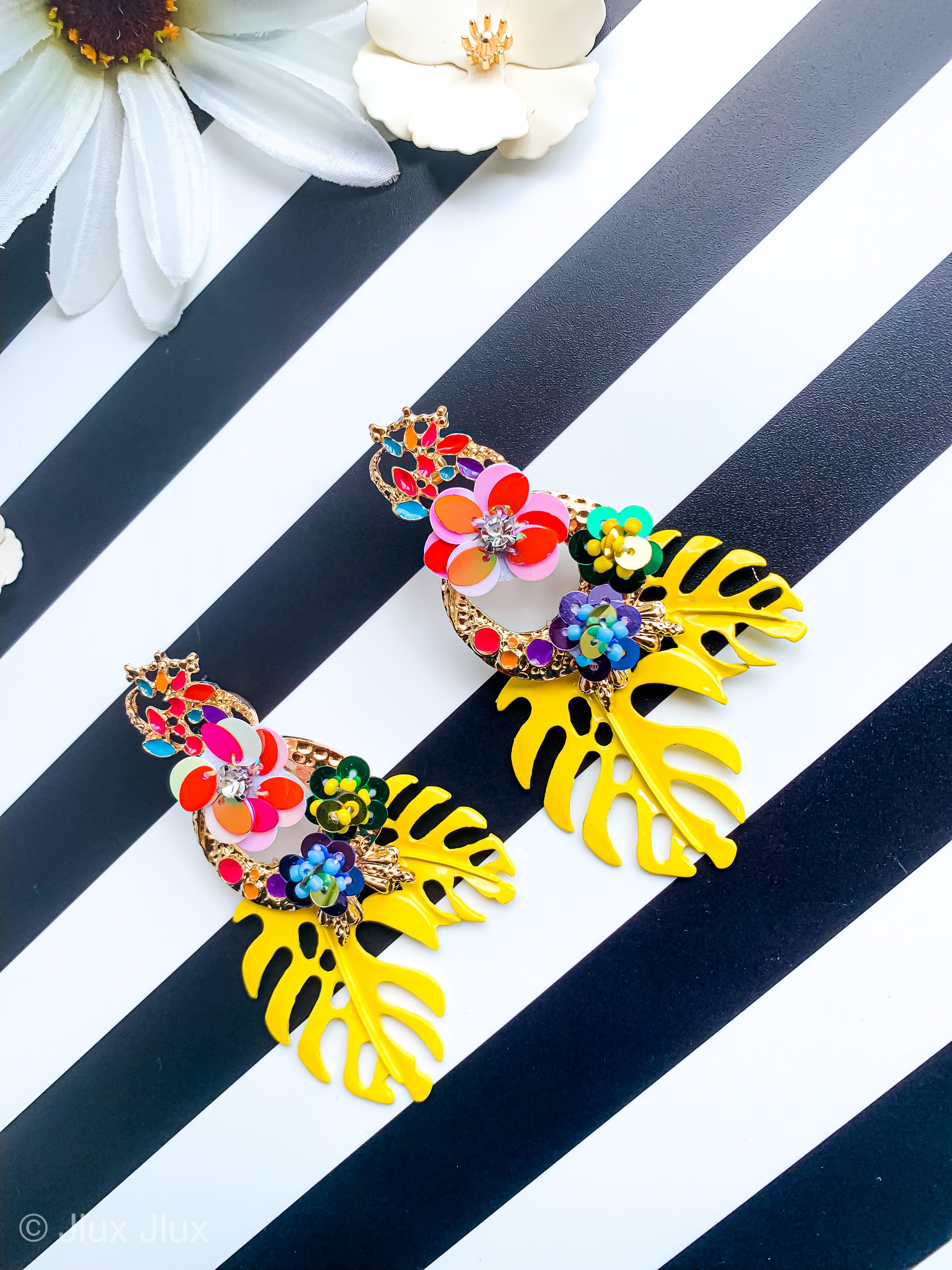 FASHION FLOWER EARRINGS - YELLOW