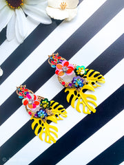 FASHION FLOWER EARRINGS - YELLOW